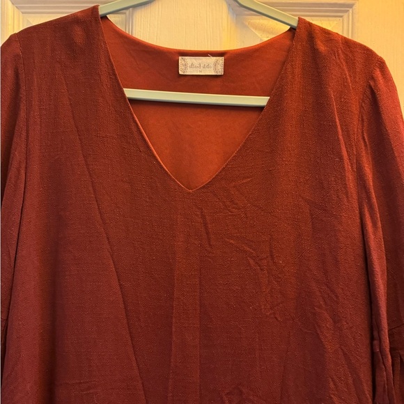 Altar’d State Flared Bell Sleeve Fully Lined Red Mini Dress• Medium - Picture 3 of 7